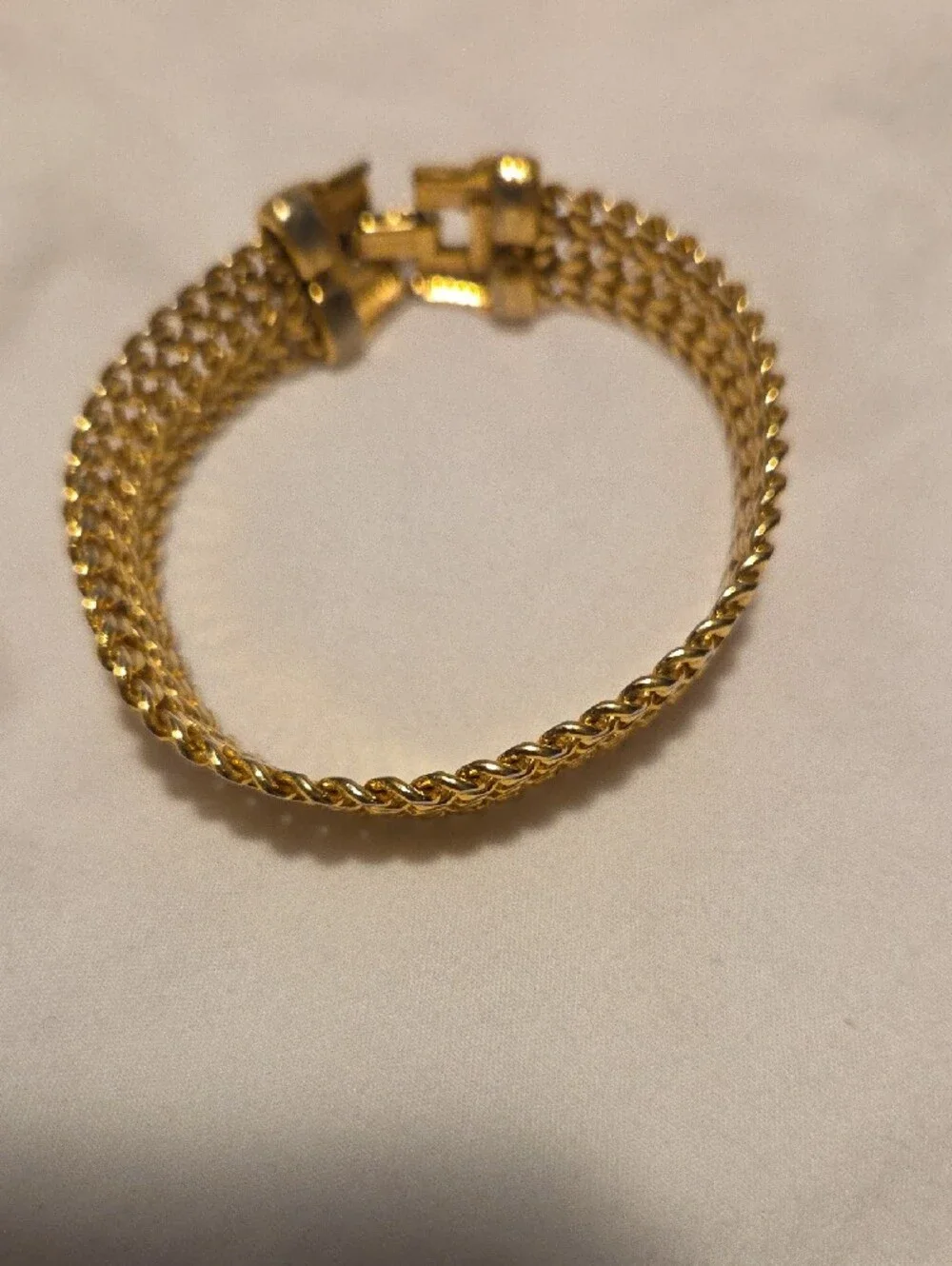 Vintage Monet Gold Toned Multi-Row Mesh Bracelet - Picture 3 of 6